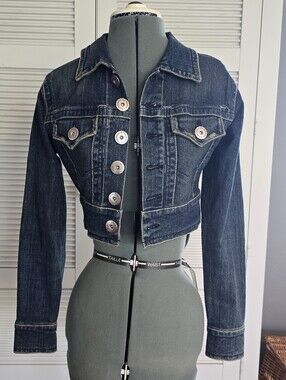 Z Cavaricci Cropped Dark Denim Jacket - Women